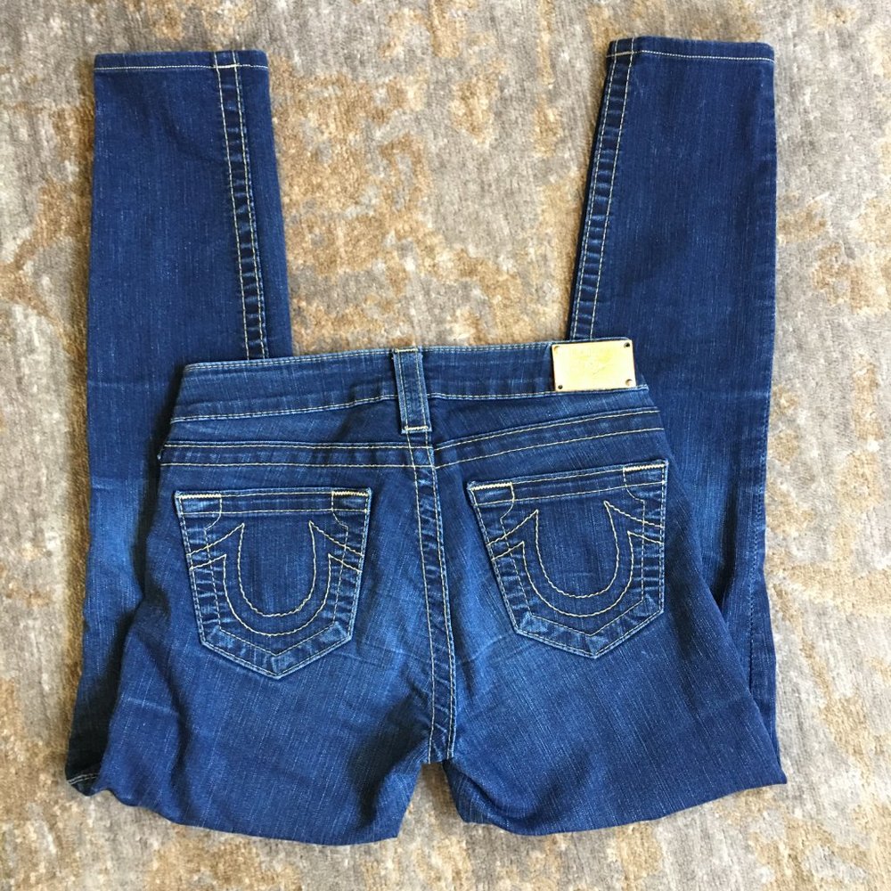 True Religion Halle Skinny Gold Metal Tag Jeans 25 - Picture 5 of 8